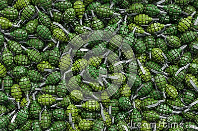 Background from hand grenades, 3D rendering Stock Photo