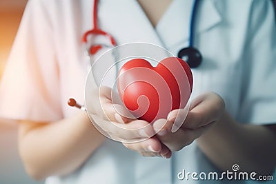 hand care medicine doctor health cardiology hospital heart person concept. Generative AI. Stock Photo