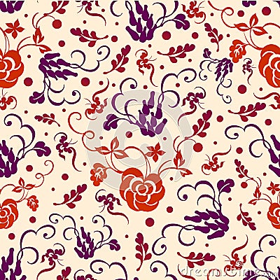 Background with a handdrawn floral elements Vector Illustration