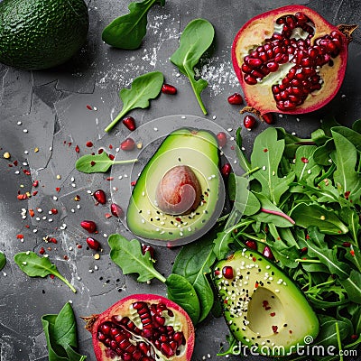 Background of healthy food, ingredients for salad, Detoxification and clean diet concept, Stock Photo