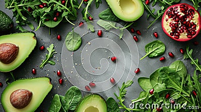 Background of healthy food, ingredients for salad, Detoxification and clean diet concept, Stock Photo