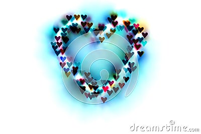 Heart of bright colored hearts-bokeh.Background for lovers Stock Photo