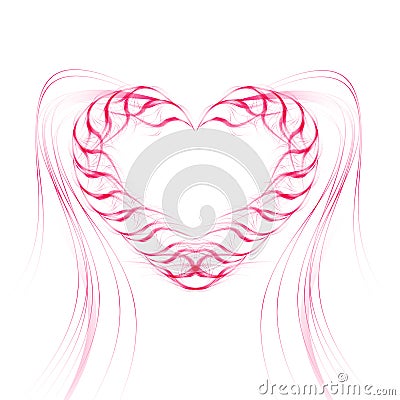 Background with heart of pink lines. Vector Illustration