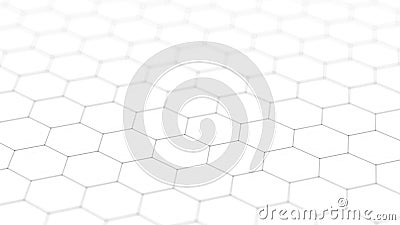 Abstract white futuristic background. Background with hexagons. Connecting dots and lines on white background Stock Photo