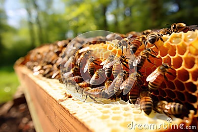 Background honeyed apiary beekeeping wax bee nature honeycomb beehive beeswax hive Stock Photo