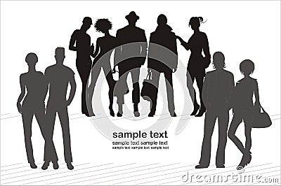 Background with human silhouettes easy to modify Vector Illustration