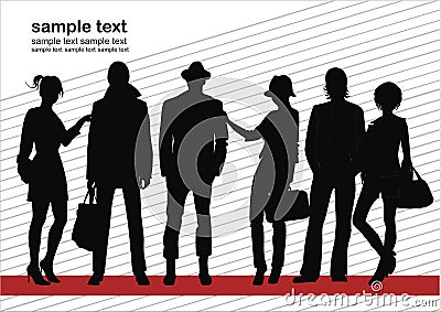 Background with human silhouettes easy to modify Vector Illustration