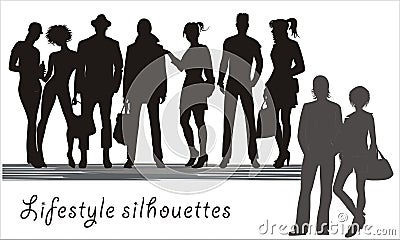 Background with human silhouettes easy to modify Vector Illustration