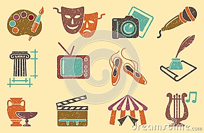Background from icons of arts Vector Illustration