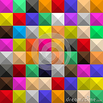 Background of identical colored squares with shades and faces, in the form of a graphic geometric volumetric mosaic. Vector Illustration