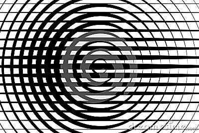 Background illusion optical. Abstract 3d pattern. Black line isolated on white background. Geometric stripe. Geometry op lines. St Vector Illustration