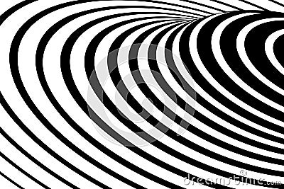 Background illusion optical. Abstract 3d pattern. Black line isolated on white background. Geometric stripe. Geometry op lines. St Vector Illustration
