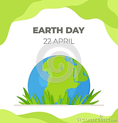 Background illustration of Earth on grass.Vector illustration of the world for the planet earth. Vector Illustration