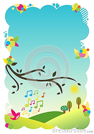 Background illustration - singing bird Vector Illustration