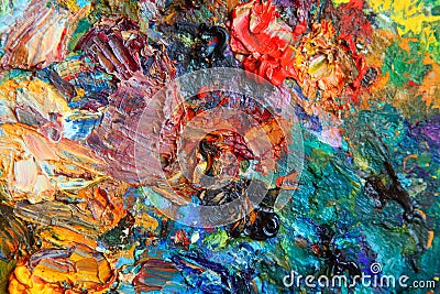 Background image of bright oil-paint palette Stock Photo