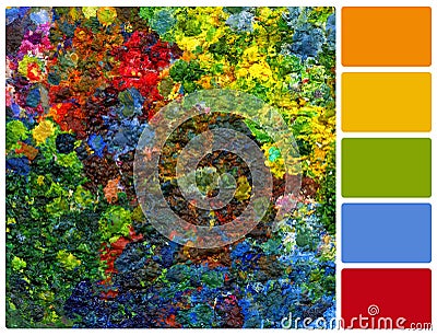 Background image of bright oil-paint palette with palette color Stock Photo