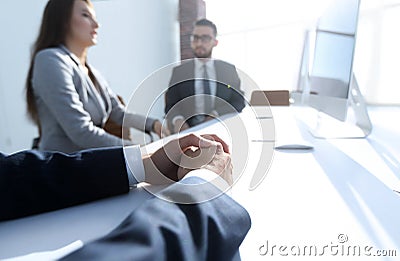 Background image .business woman conducting a meeting Stock Photo