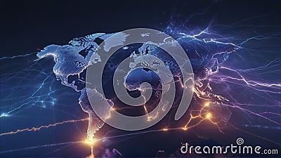 he background image illustrates a complex networking system Stock Photo