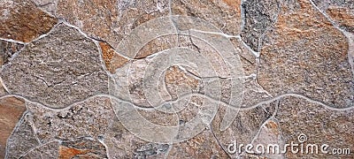 Background image of natural stone wall with flag stone and mortar pattern with space for copy. Stock Photo