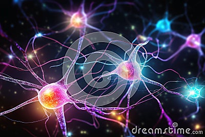 Background image of neuronal activity in the brain Stock Photo