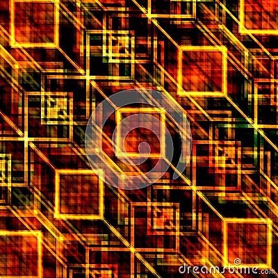 Background image pattern. Modern geometric design. Square composition. Orange color theme. Abstract generated computer wallpaper. Stock Photo