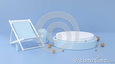 Background image for product placement, pastel blue and white, casual seaside decoration. Stock Photo