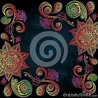 Background with Indian Ornament And Mandala Vector Illustration