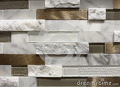 Background of industrial stone and gold color metal wall Stock Photo