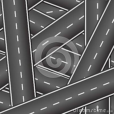 Background of the intersecting roads. Vector Illustration