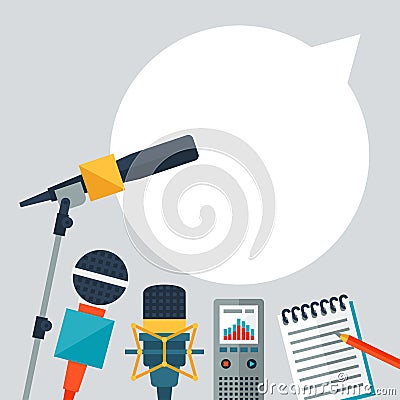 Background with journalism icons. Vector Illustration