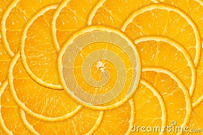 Background of juicy round orange slices Stock Photo