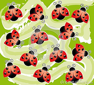 Background with ladybugs Stock Photo