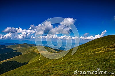Background landscape with Ukrainian Carpathian Mountains in the Pylypets Stock Photo