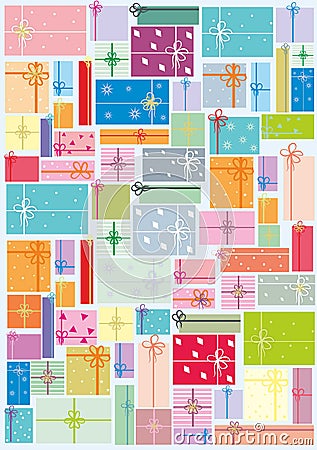 Background of a large number of painted gift boxes Stock Photo