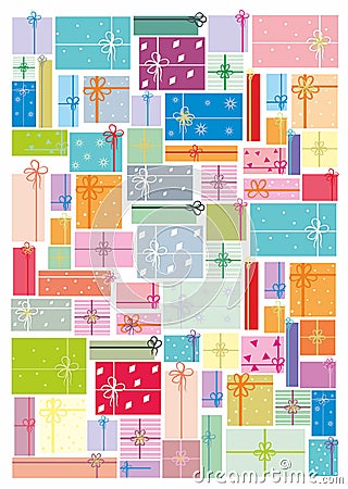 Background of a large number of painted gift boxes Stock Photo