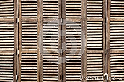 Background latticed wooden doors texture in the tropical house Stock Photo