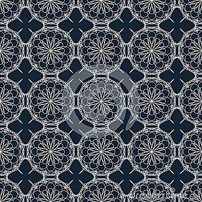 Background with light lace pattern on a dark blue. Vector Illustration