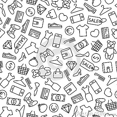 Background with line shopping icons Vector Illustration