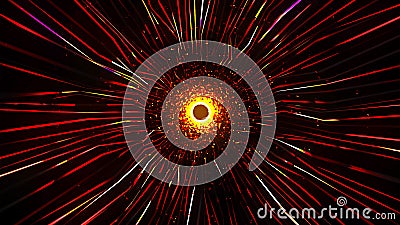 Background of lines, dots and particles. Colorful bright lines. Bright radial lines and particles. Seamless looping Vector Illustration