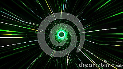 Background of lines, dots and particles. Colorful bright lines. Bright radial lines and particles. Seamless looping Cartoon Illustration