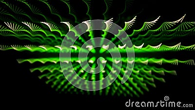 Background of lines extending into depth of black backdrop. Animation. Colored lines create 3D effect using different Stock Photo