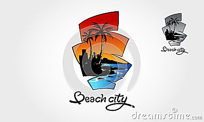 Beach City Vector Logo Template. Vector Illustration
