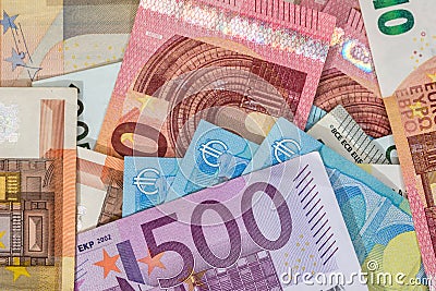 Background of lots mixed euro Stock Photo