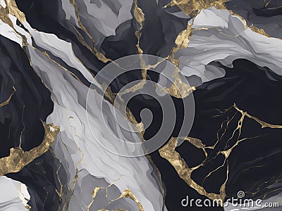 Background with a luxurious dark grey watercolor and gold foil texture. Stock Photo