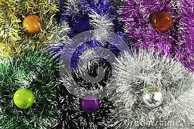 Background made of christmas balls and tinsel Stock Photo