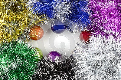 Background made of christmas balls and tinsel Stock Photo