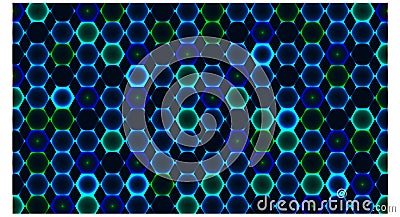 Background with many hexagon blue color - vector illustration Cartoon Illustration