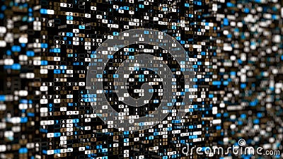 Background of many numbers. Animation. Coding of digital space with changing numbers vertically. Matrix multi-colored Stock Photo