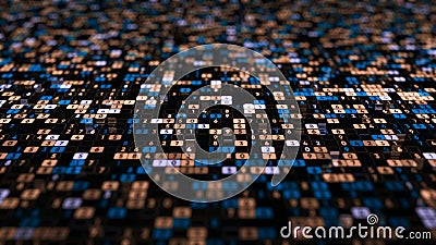 Background of many numbers. Animation. Coding of digital space with changing numbers vertically. Matrix multi-colored Stock Photo