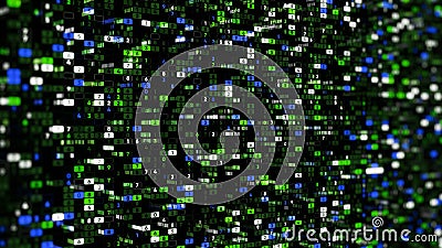 Background of many numbers. Animation. Coding of digital space with changing numbers vertically. Matrix multi-colored Stock Photo